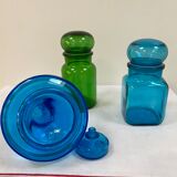 Vintage turquoise blue glass vase/decanter