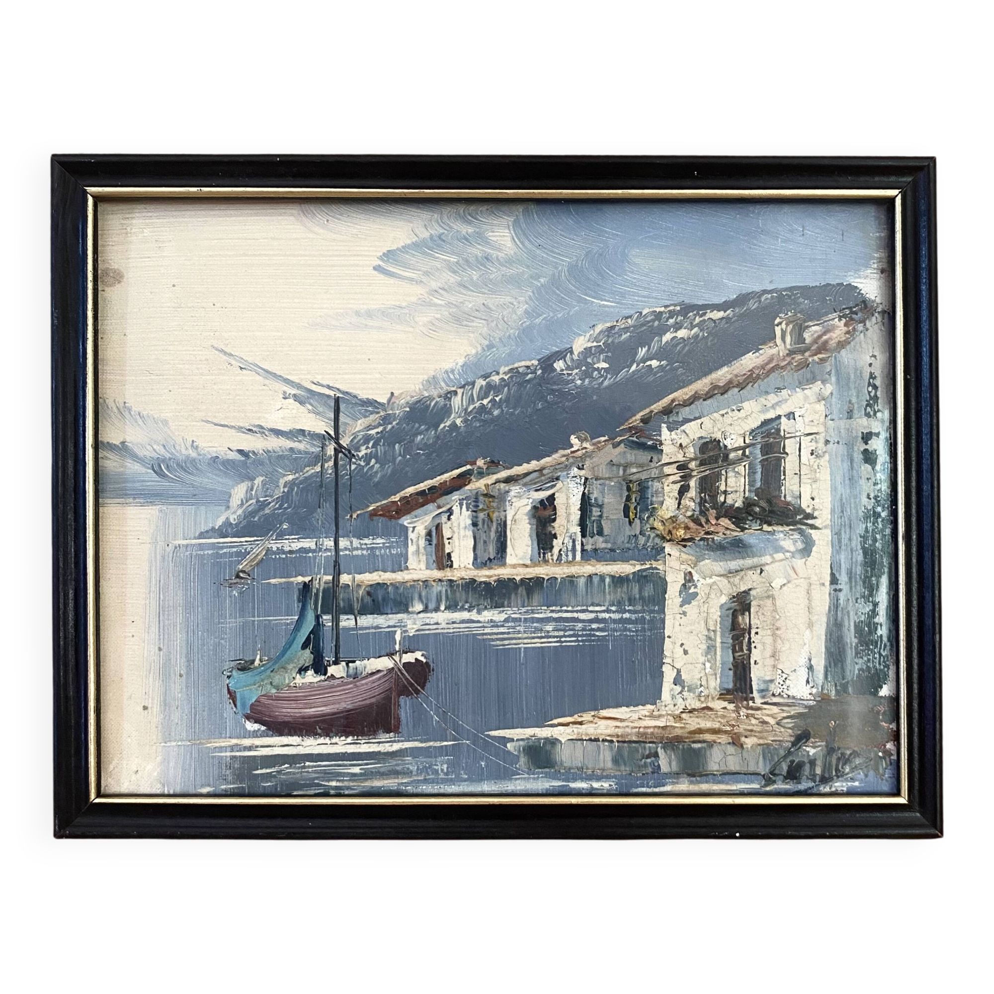 Oil on canvas framed under glass