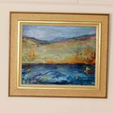 Mid-century oil painting on canvas "Landscape" - Vintage and printed
