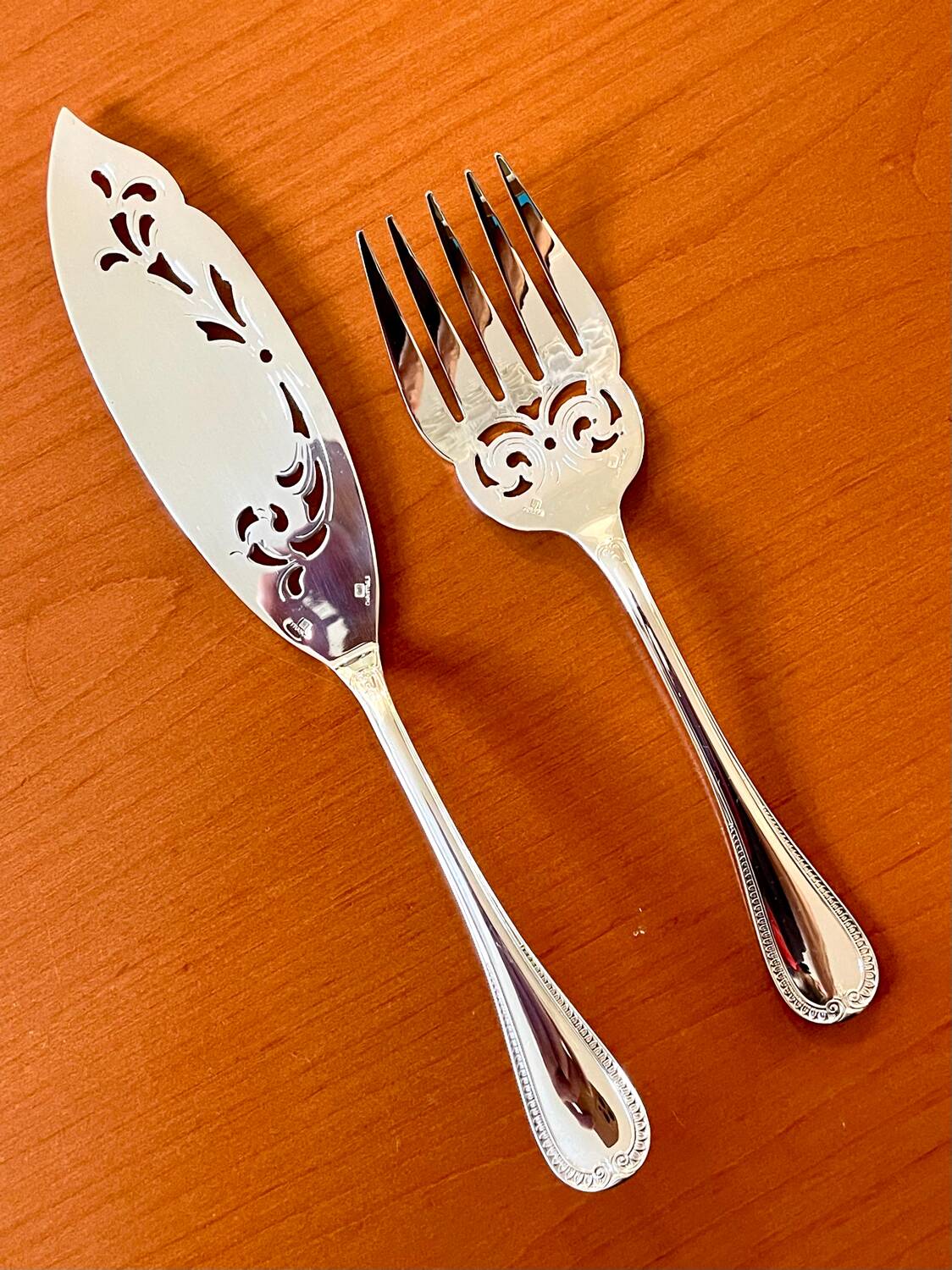 Christofle Malmaison, openwork fish serving utensils