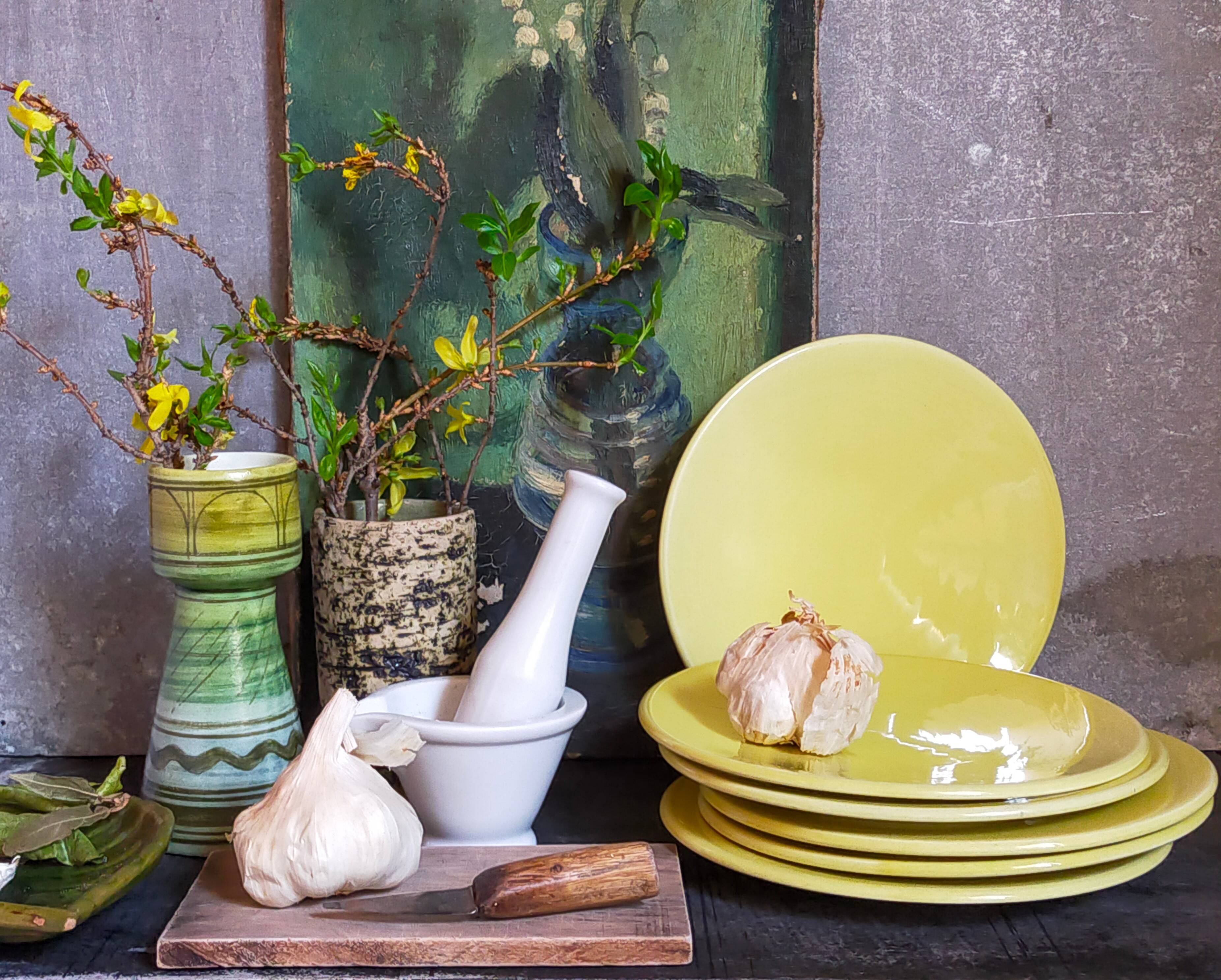 Six vintage Czech ceramic dessert plates