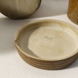 Lot de 4 anciens pots à moutarde en grès marron