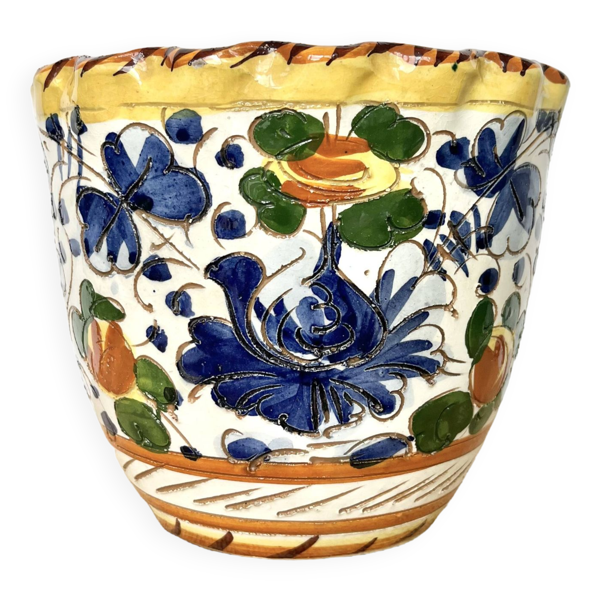 Cache pot fleurs plante céramique émaillée