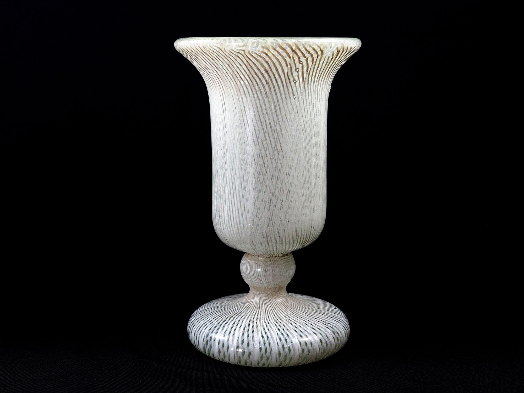Vase Art Deco Murano Double Latticino Glass-1930s