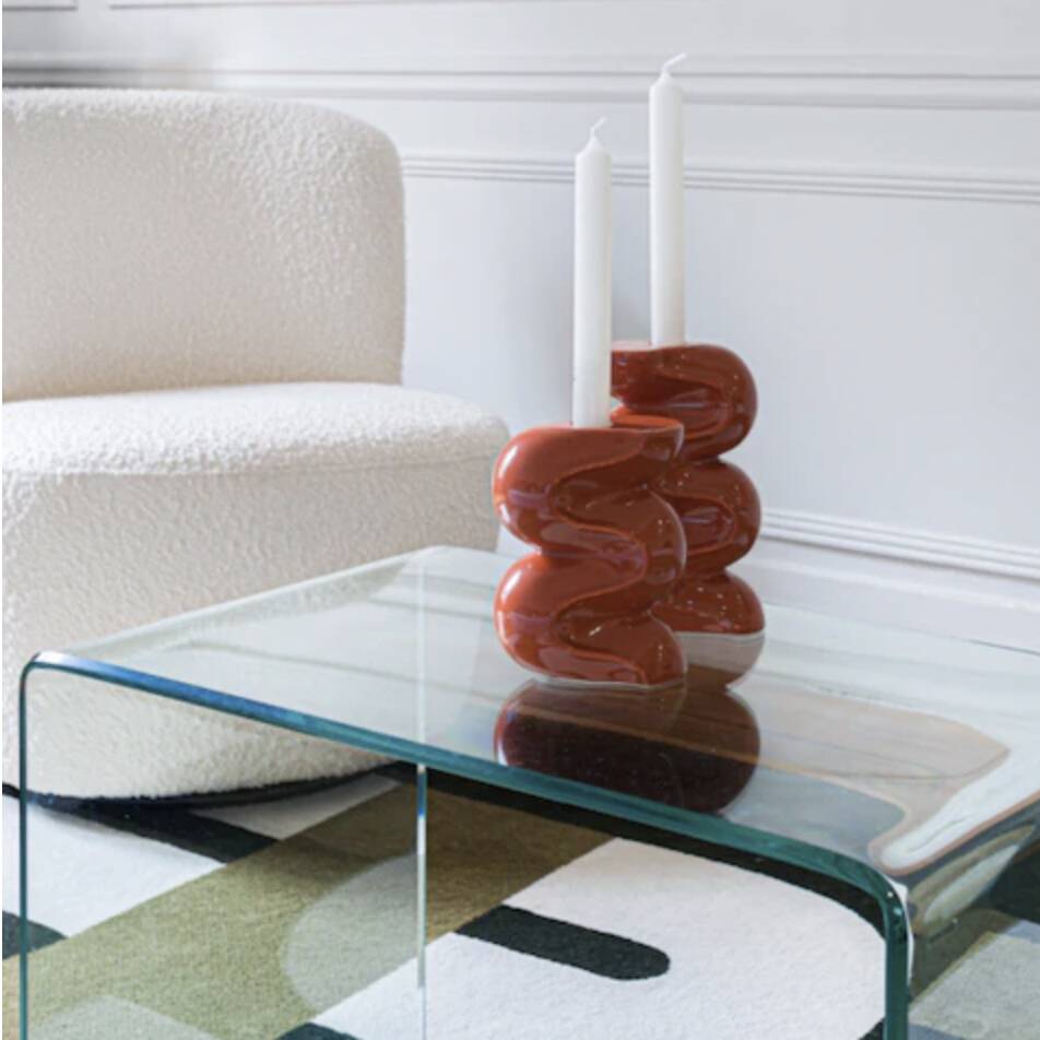 Duo of candle holders - TERRACOTTA