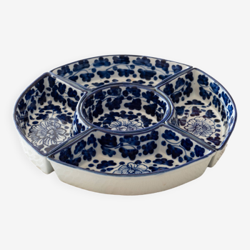 Old Delft style compartmentalized earthenware dish