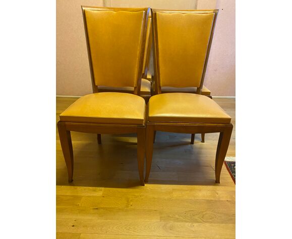 Série de 6 chaises des années 50/60 en skaï beige | Selency