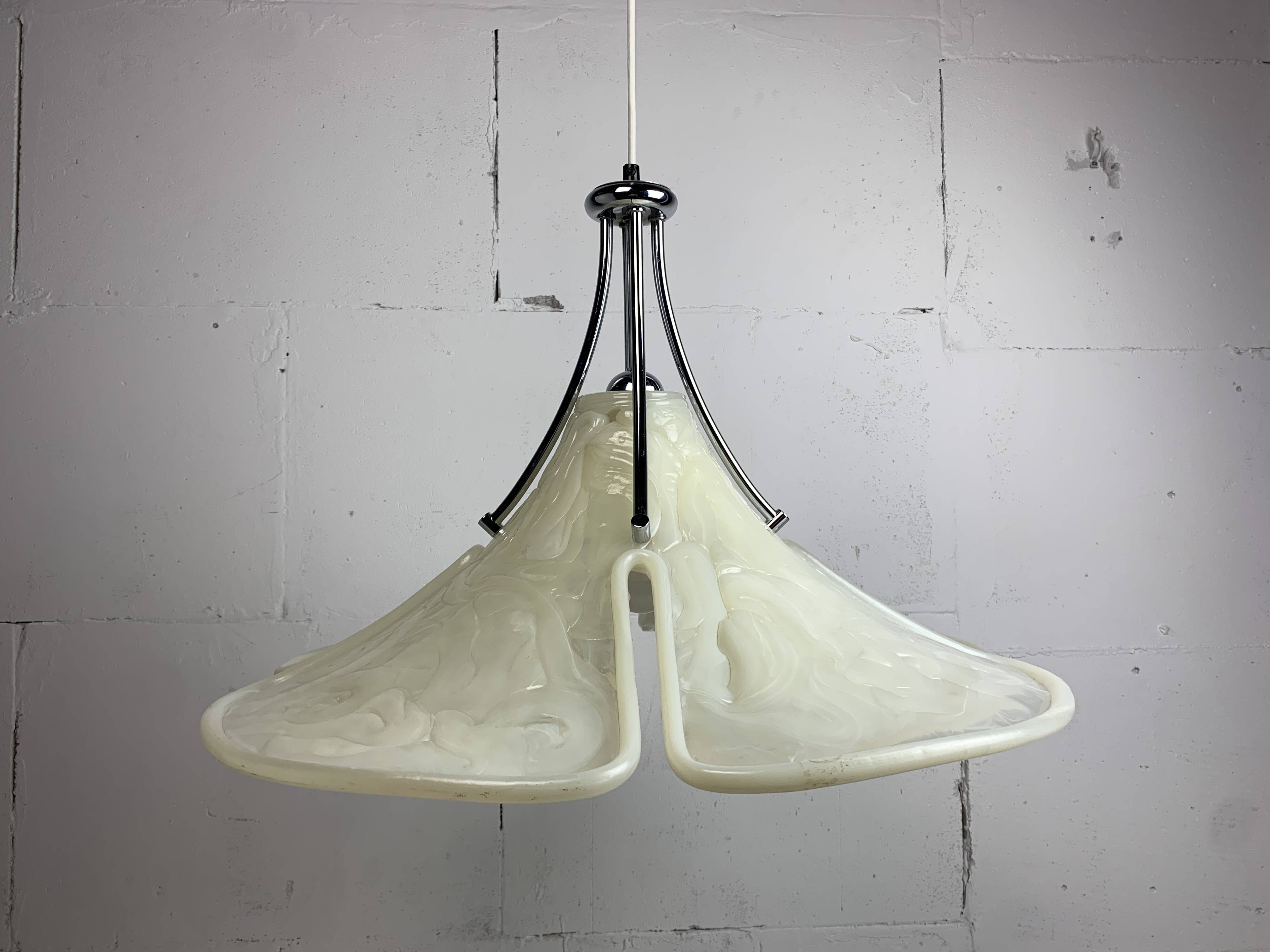 Acrylic Murano style clover pendant hanging lamp, Cosack Leuchten, 1970s