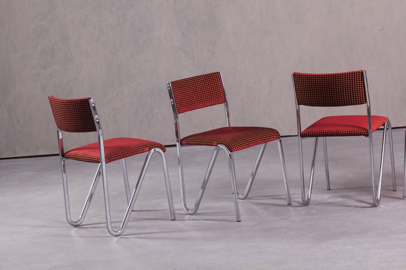 Vintage steel stacking chairs, Germany, 1980s, set of 4