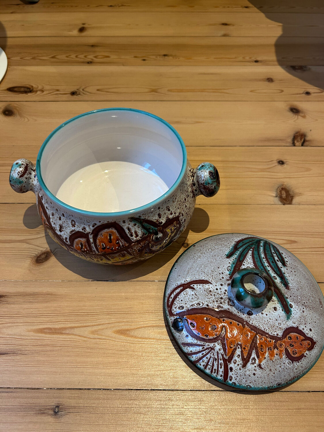 Vallauris ceramic fish-decorated tureen