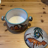 Vallauris ceramic fish-decorated tureen