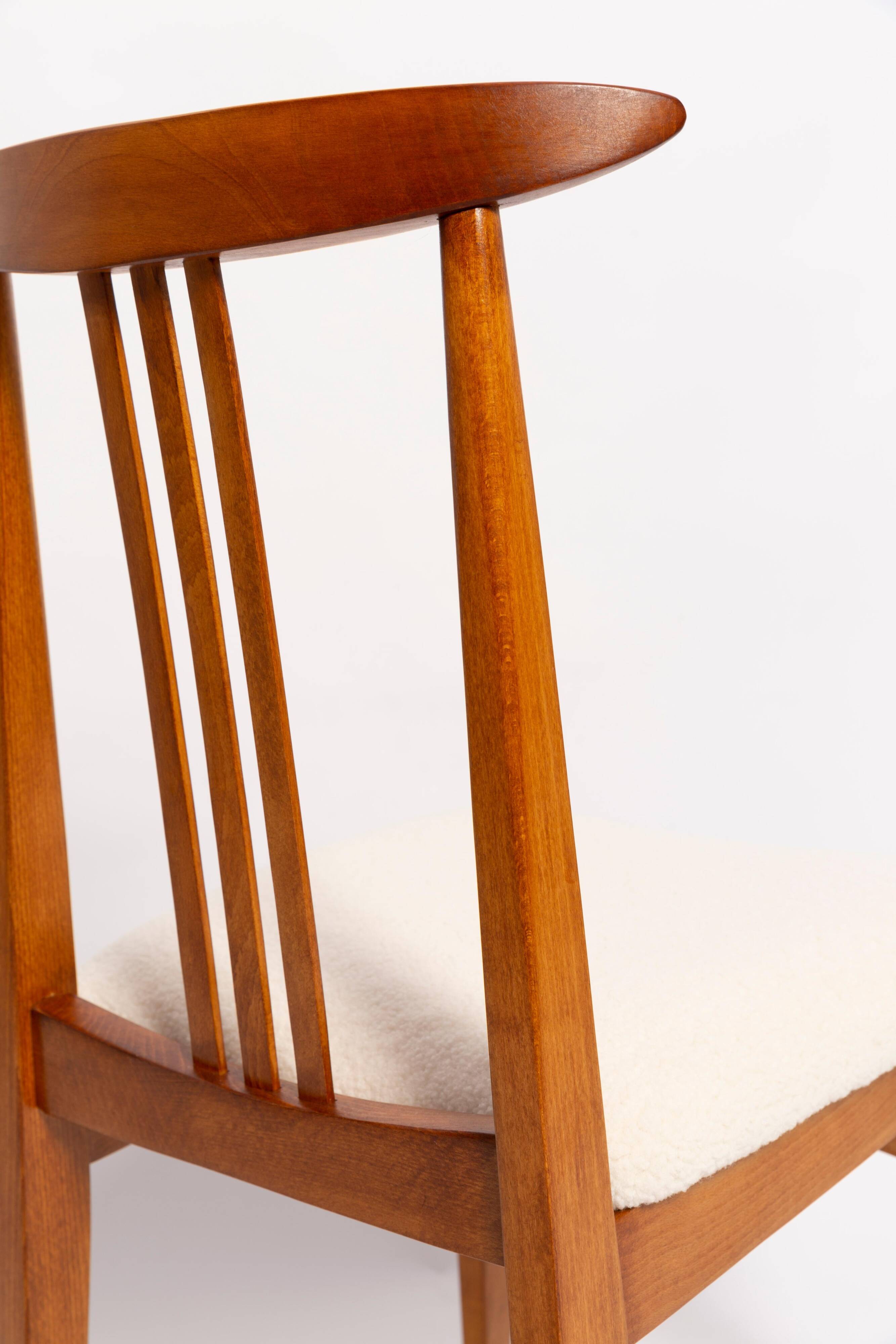 Ivory cream boucle chair mid-century by M. Zielinski, Europe, 1960s