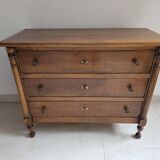 Empire style chest of drawers with 3 drawers in light walnut