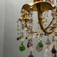 Chandelier en verre de Murano perlé doré en tole florentine italienne des années 1950 à 6 lumières