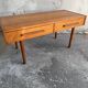 Low Danish Teak Cabinet by Millenium Design — Warm Teak Veneer, Two Drawers, Tapered Legs