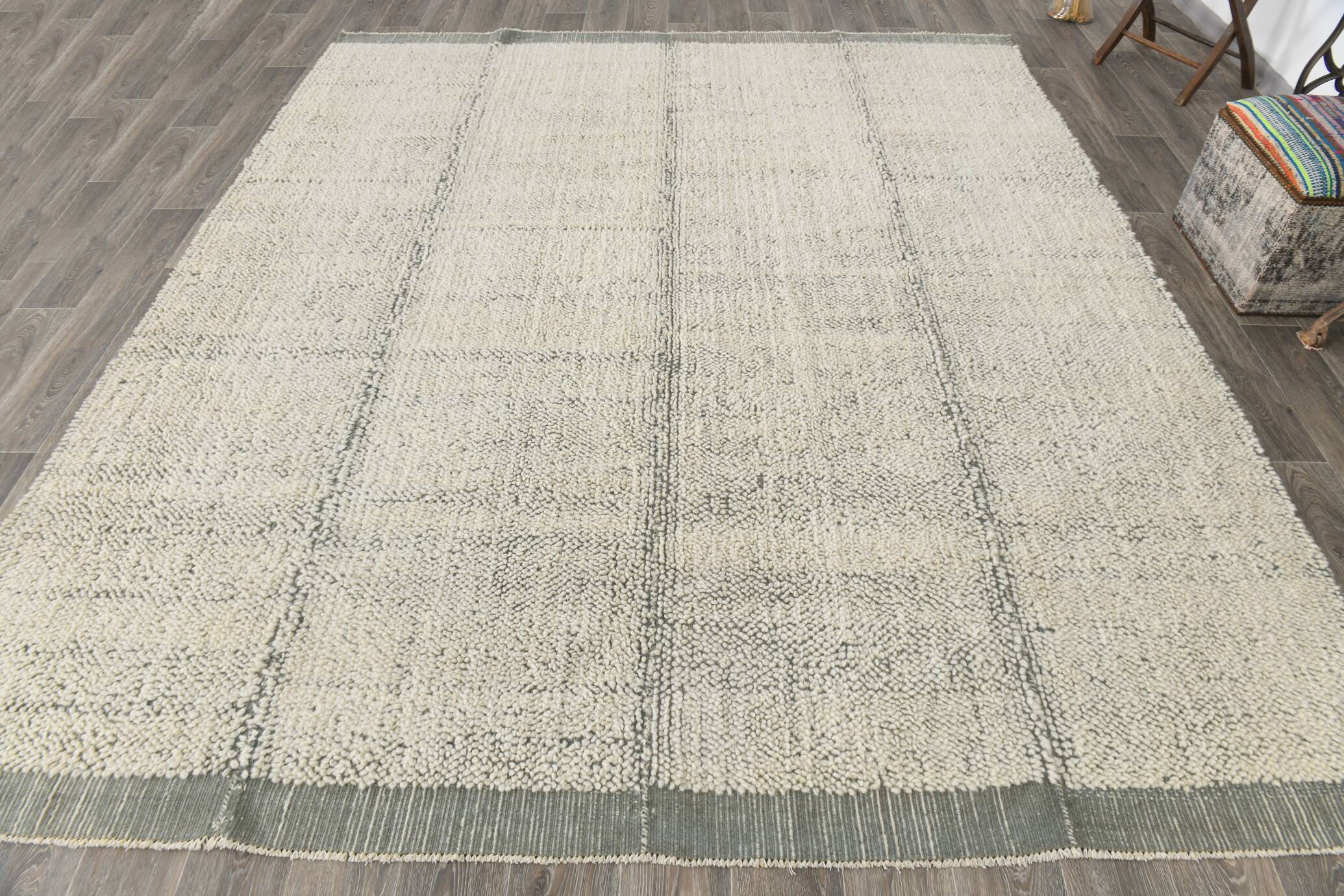 8x10 Handmade Wool Ash Green Modern Turkish Rug, 261x309Cm SK 34930