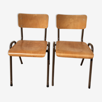 Pair of Scandinavian schoolboy chairs