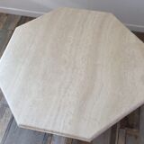 Octagonal coffee table in travertine