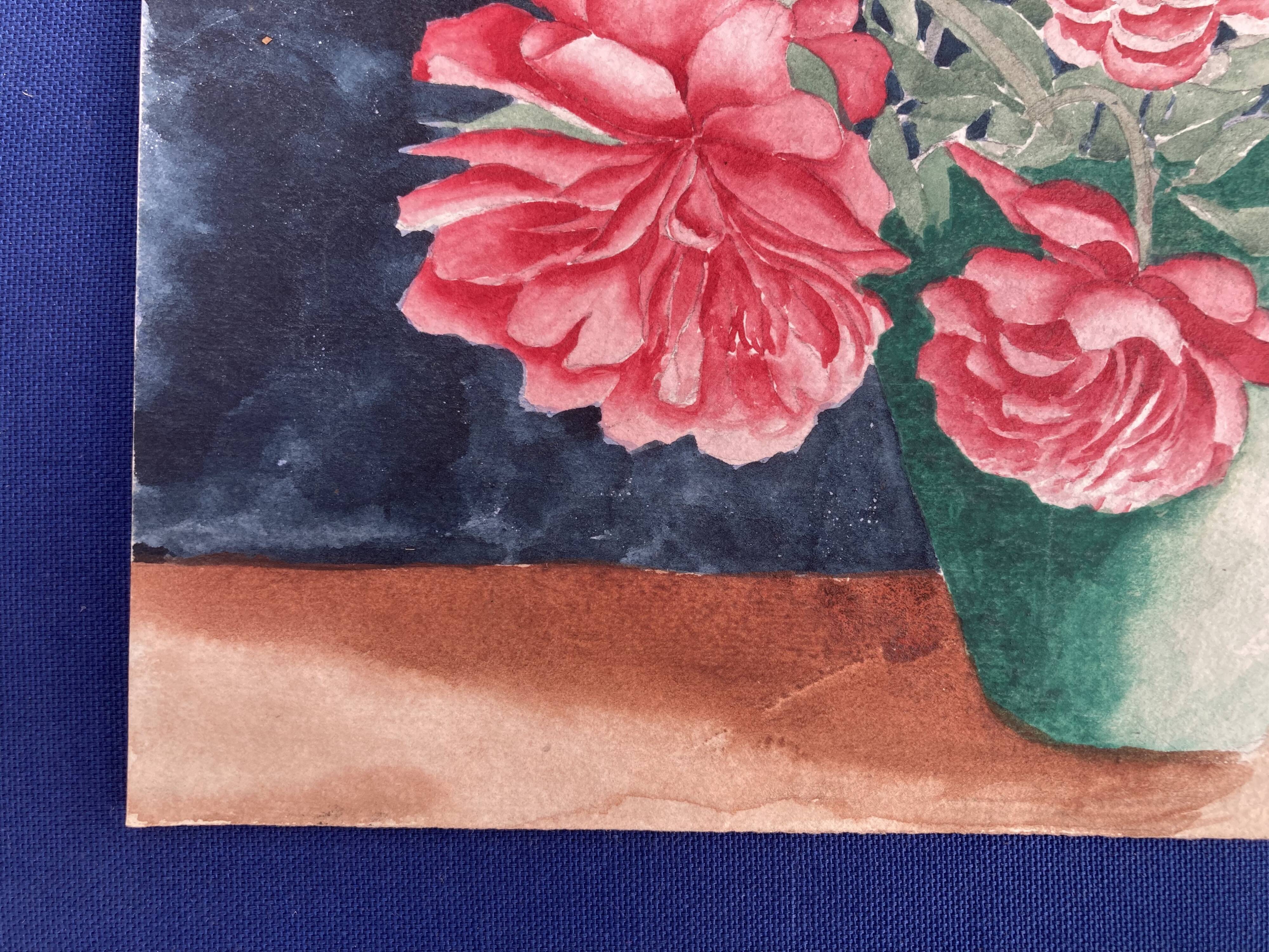 Vintage watercolor with peonies