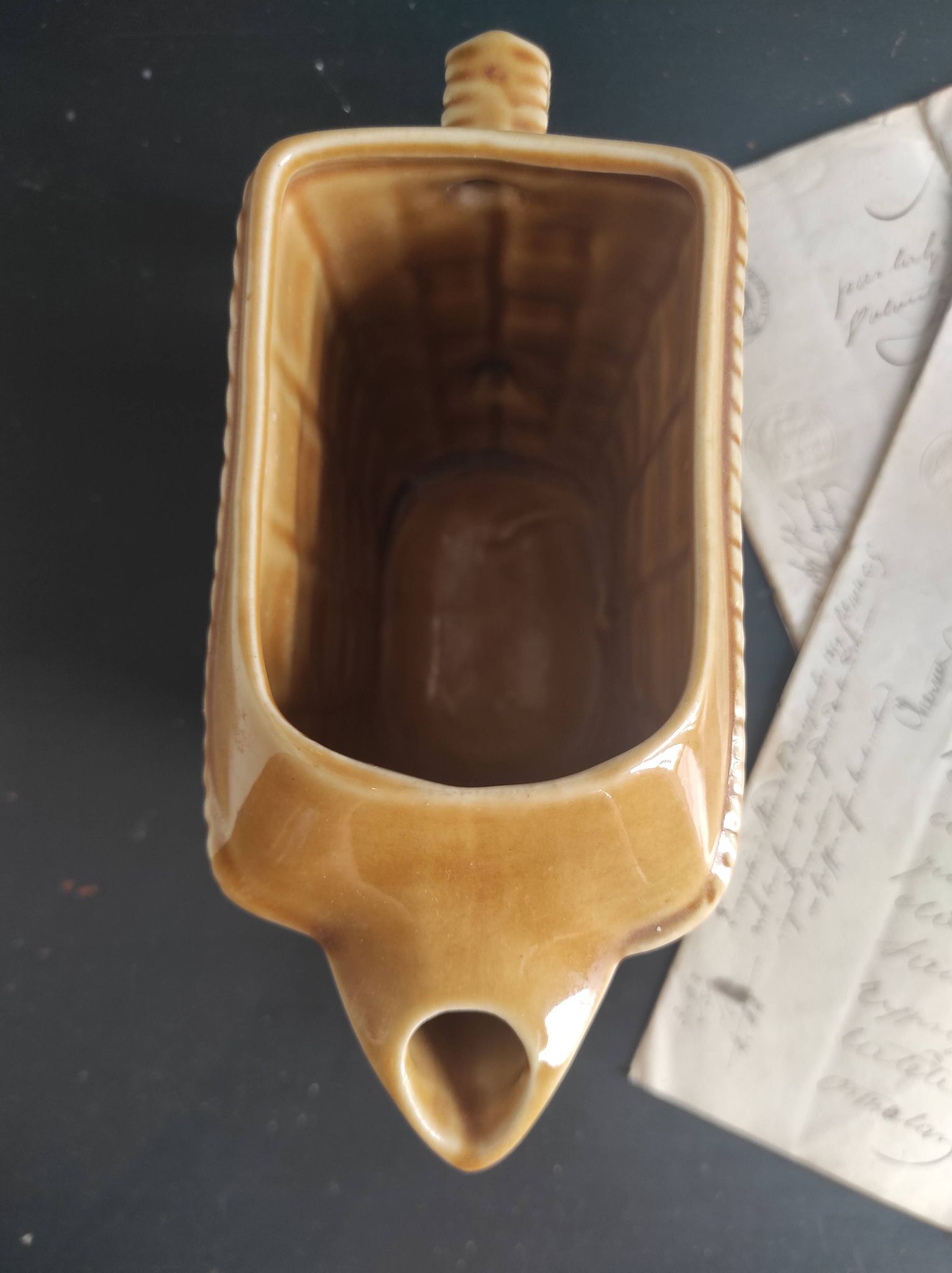 Rare French vintage rectangular Majolica pitcher