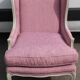 White painted armchair covered in Lilac colour  material