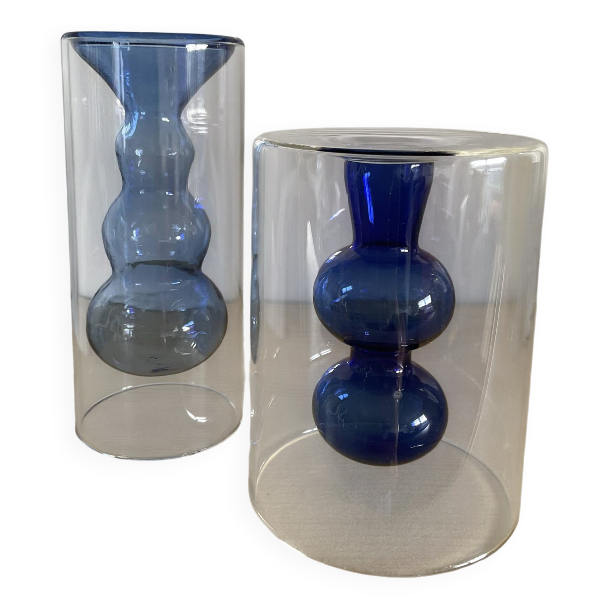 Duo of blown glass vases in Scandinavian style