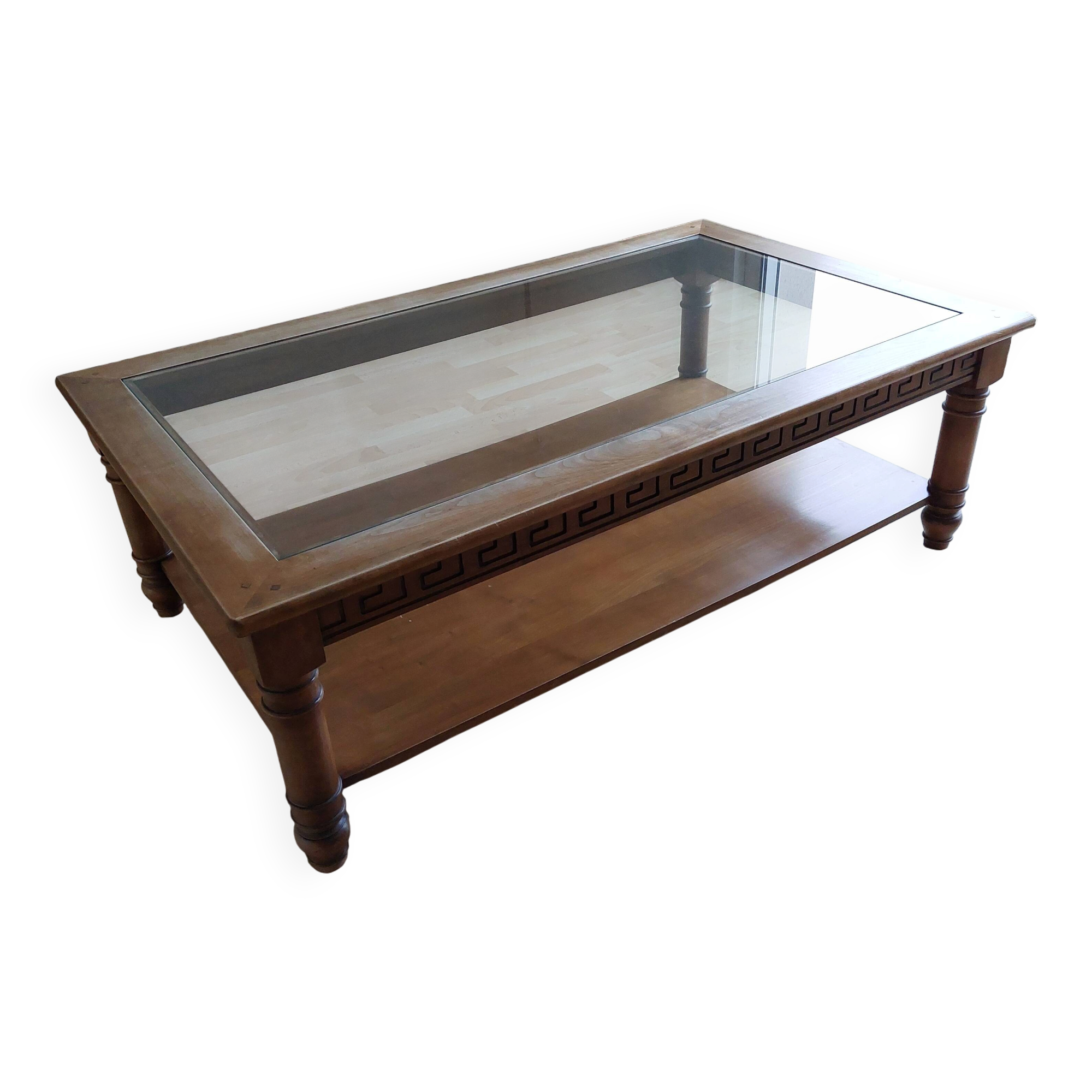 Vintage wooden and glass coffee table