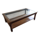 Vintage wooden and glass coffee table