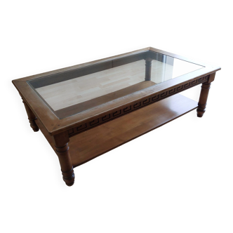 Vintage wooden and glass coffee table