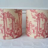Pair of red toile de Jouy lampshades