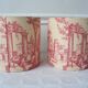 Pair of red toile de Jouy lampshades