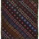Large vintage Turkish kilim, graphic blue and pink, 282 x 203 cm.