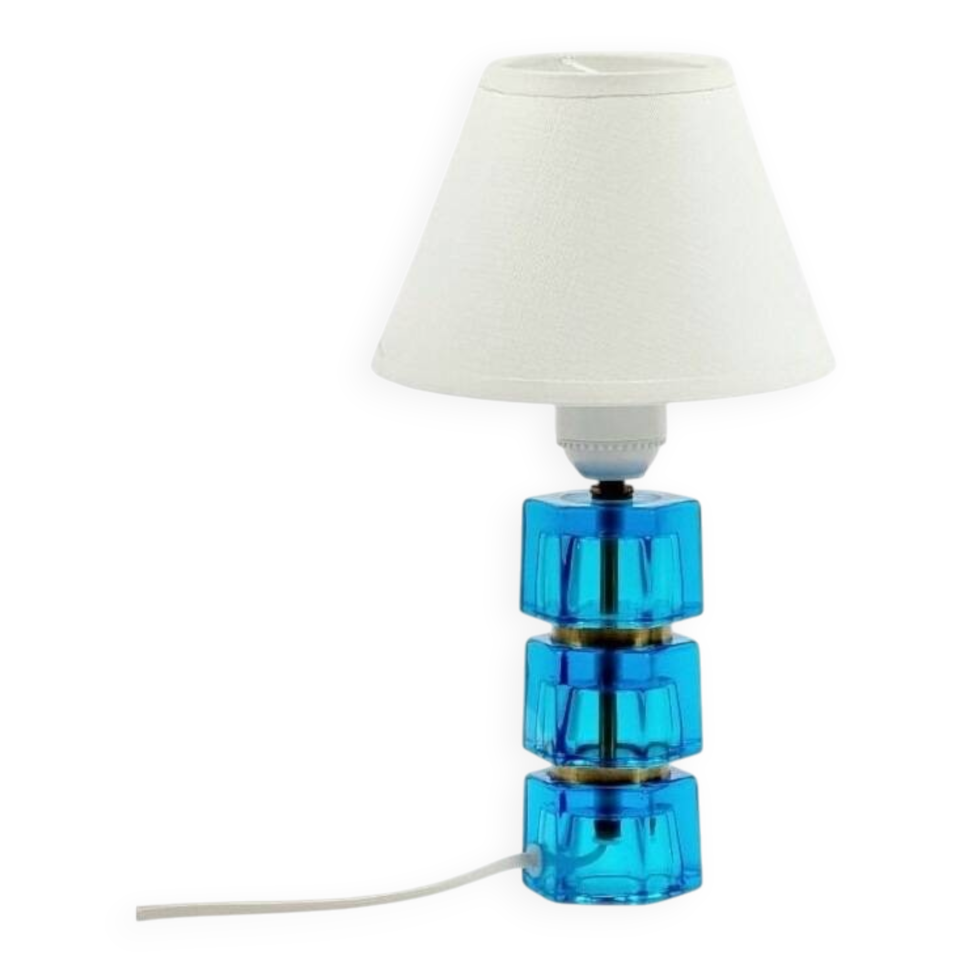 Mid Century Scandinavian Glass & Brass Table Lamp by Carl Fagerlund, 1960s