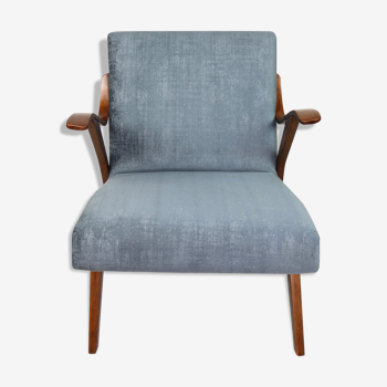 Fauteuil caméléon gris vintage Tchèque années 1970