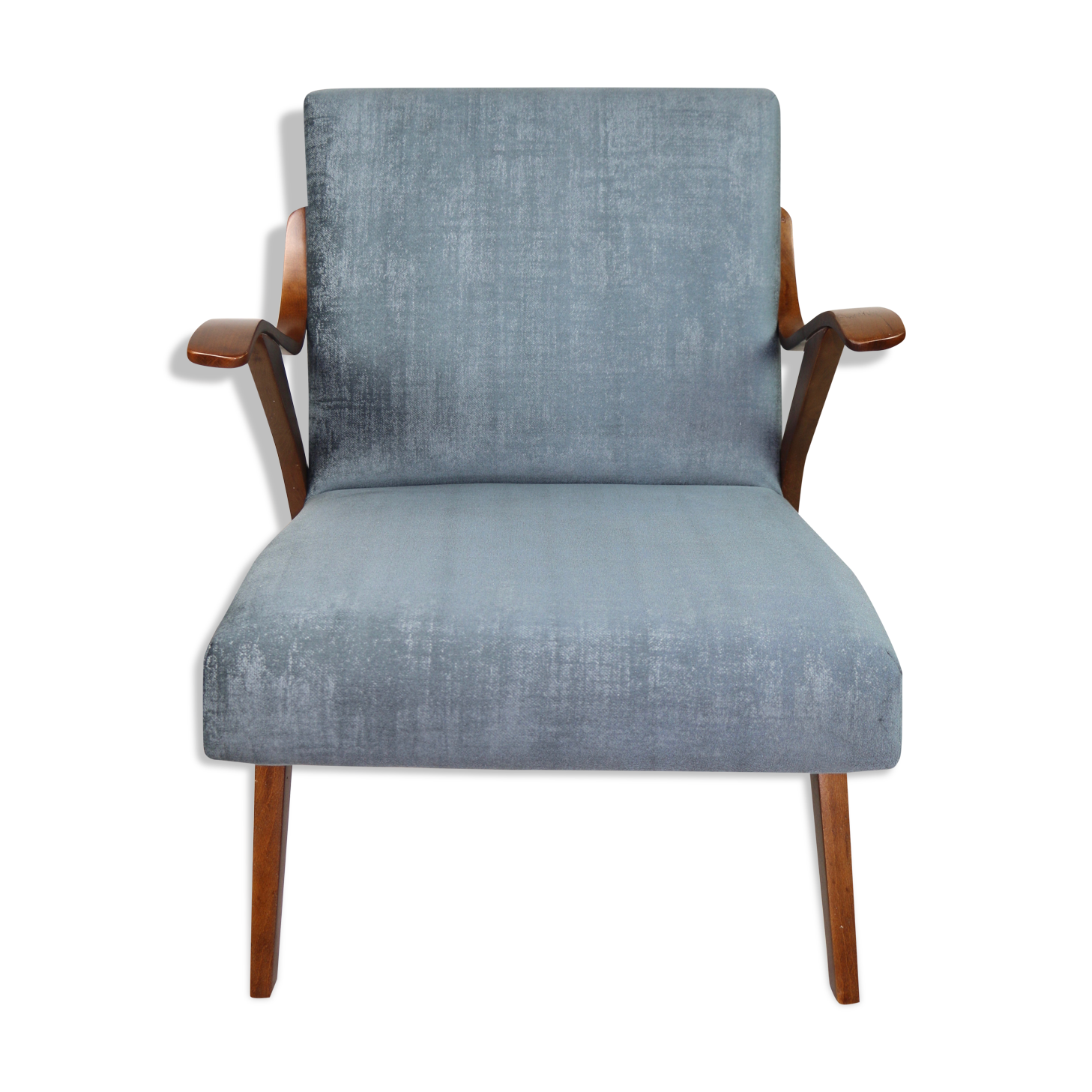 fauteuil caméléon gris vintage Tchèque années 1970