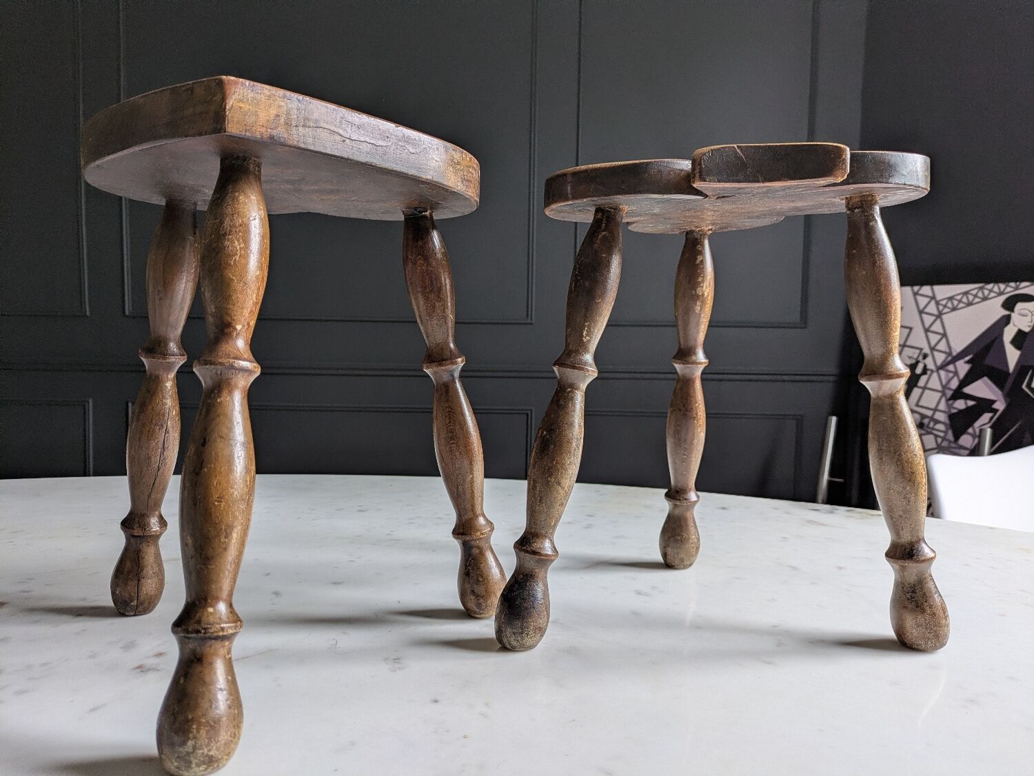 Brutalist tripod stools