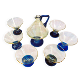 Postmodern service bar blown glass – 1 carafe and 6 St Murano glasses