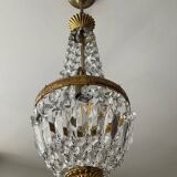 Hot air balloon chandelier with crystal and brass tassels
