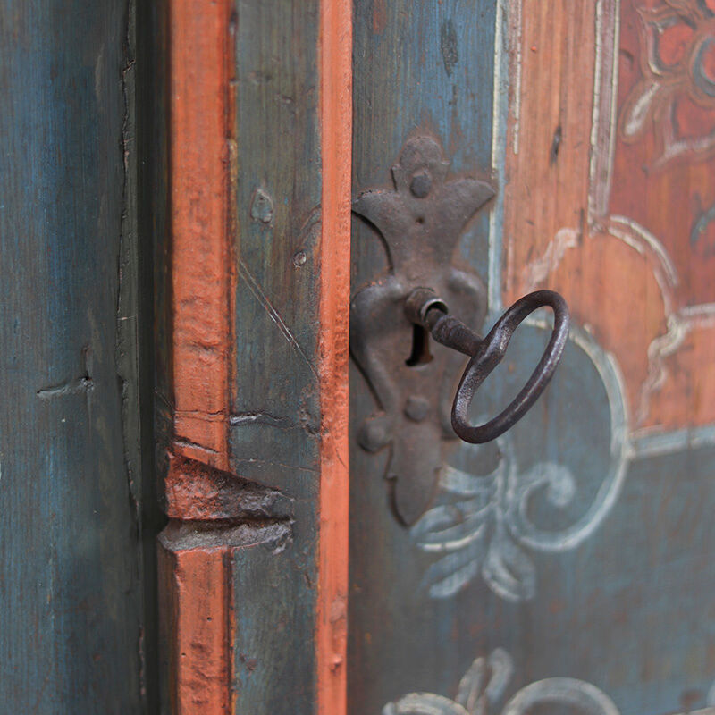 Rustic Farmhouse Folk Art Painted Bridal Cabinet