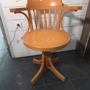Swivel office chair in curved wood, 1950s