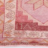 3x13 Rug For Kitchen Red Beige Oushak Vintage Runner Rug, 83x386Cm