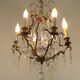 French Bronze and Glass 6 Light Cage Chandelier With Assorted Crystals 5518