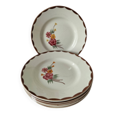 6 dessert plates HBCM Montereau model Huguette