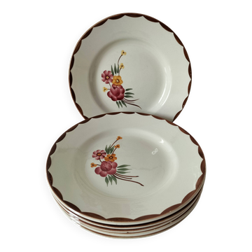 6 dessert plates HBCM Montereau model Huguette