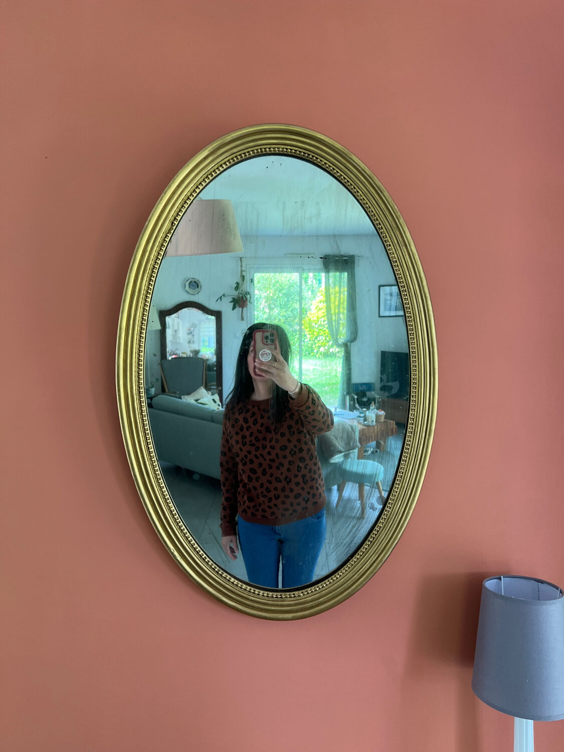 Vintage oval gold mirror