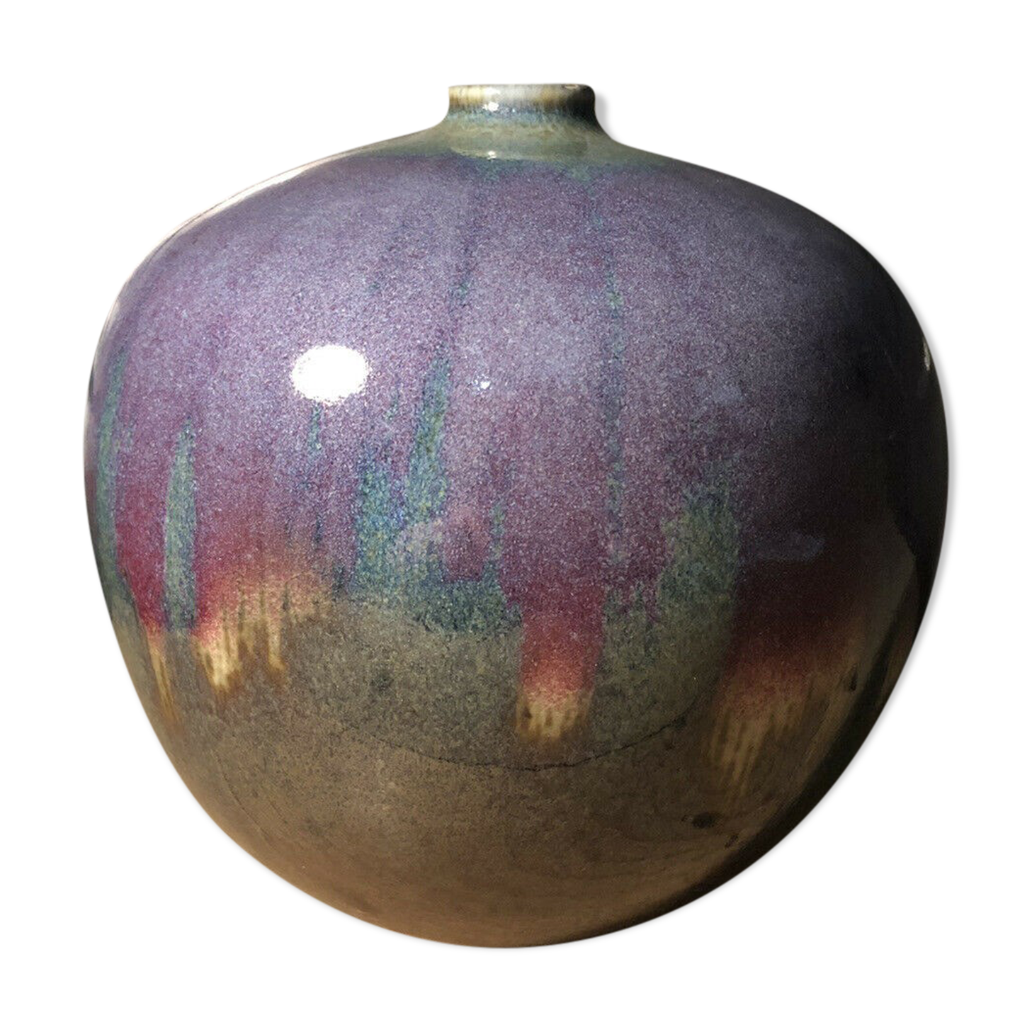 Enamelled ceramic vase signed Anne Marie Donaint Merlimont