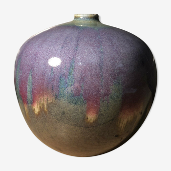 Vase en céramique émaillé signé Anne Marie Donaint Merlimont