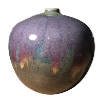 Vase en céramique émaillé signé Anne Marie Donaint Merlimont