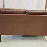 Danish vintage 2 seater brown leather sofa  1960s