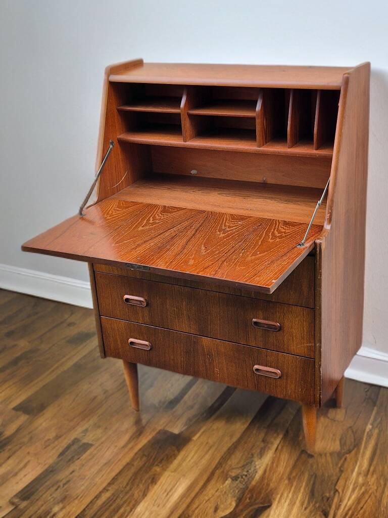 Norwegian teak secretary, Scandinavian vintage 1960s